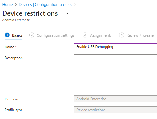 Enable USB Debugging (Developer Options) Using Microsoft Intune