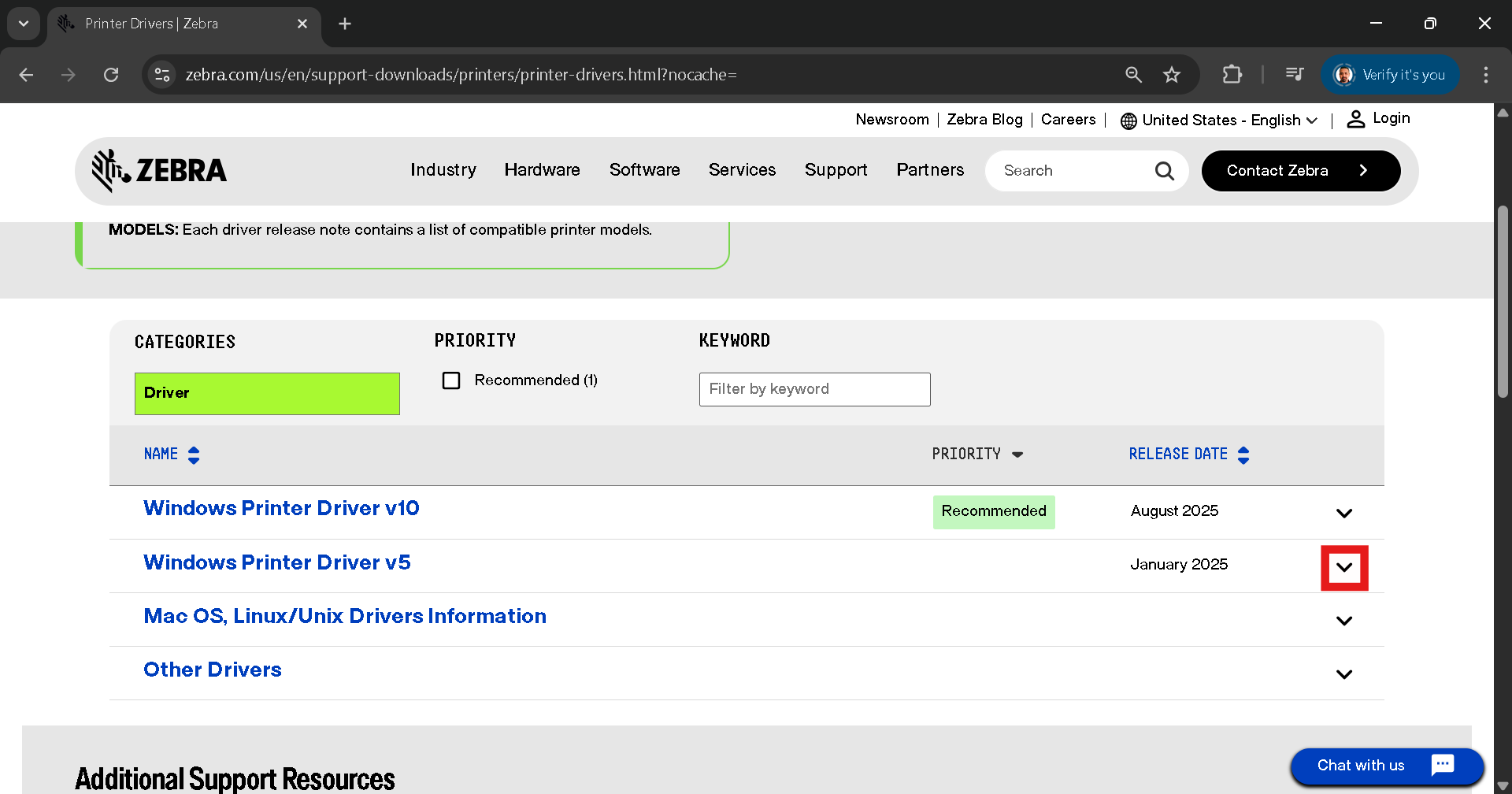 Instalar impressora Zebra usando o driver v5