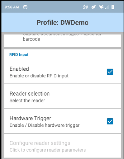 Configuring RFID Trigger on Zebra EM45 Using DataWedge (Android 13 and 14)