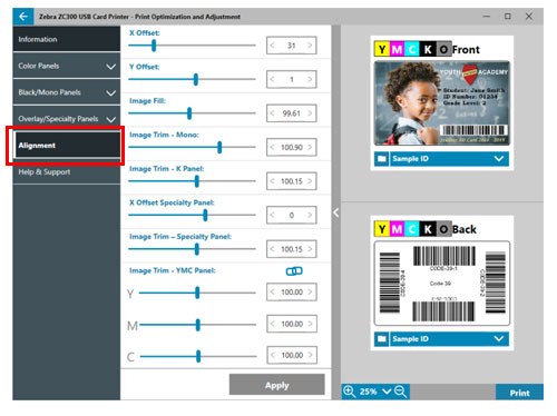 3号ページ Adjusting ZC Series Card Printers to Print Image on Full Card