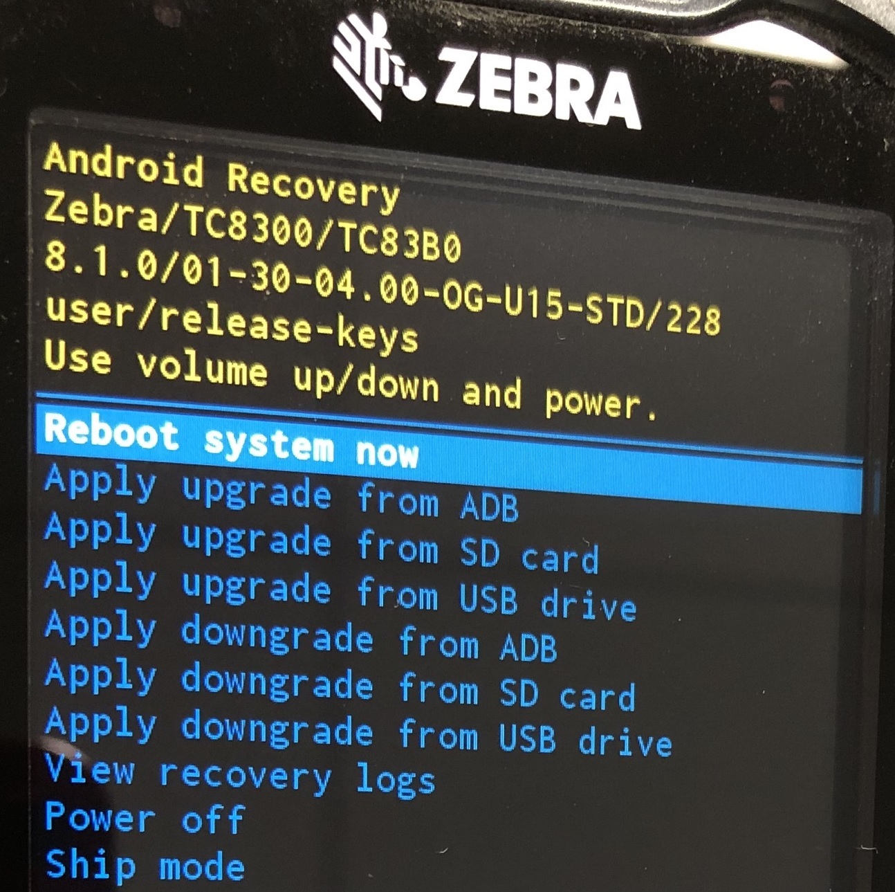 Set TC8300 into Recovery Mode