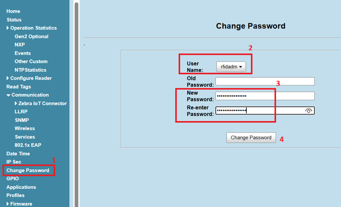 FX7500/FX9600: Change rfidadm SSH Password