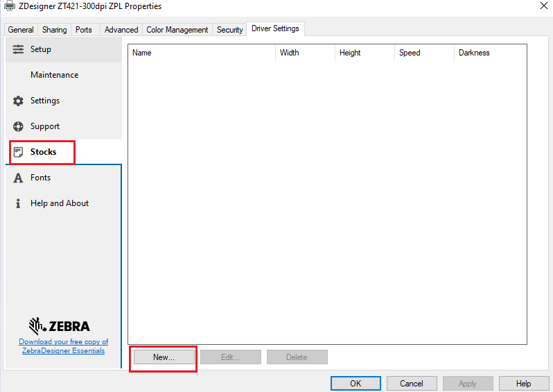 Set the Label or Media Size via V8 and V10 Driver Settings