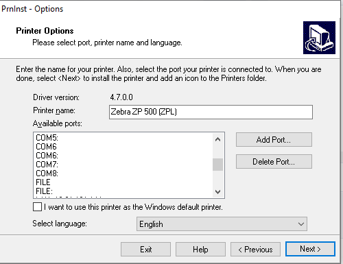 Installing Zebra ZP500 or ZP505 Printer Driver on a Windows PC