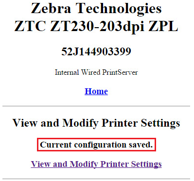 ZebraNet 프린트 서버 웹 페이지를 사용하여 프린터 구성하기