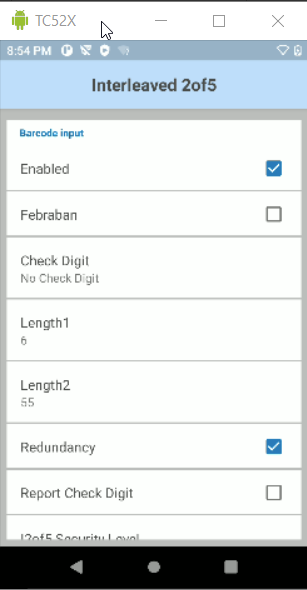 DataWedge: Ativar Interleaved 2 of 5 (ITF) para scanner interno e Bluetooth