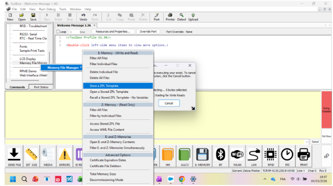 Retrieve and Change a ZPL Template in Label Printers with Toolbox