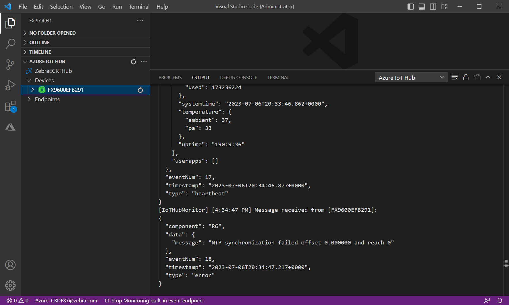 Connect Fixed RFID Reader to Azure IoT Hub