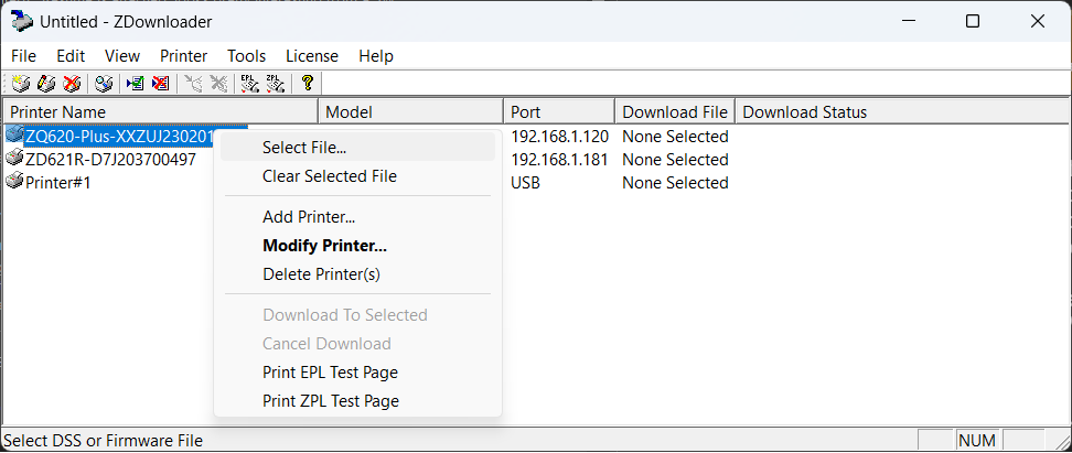 Utilisation de l'utilitaire ZDownloader depuis le site web de Zebra