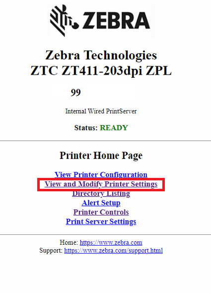 Anmeldeinformationen für die Web-GUI des Zebra -Druckers festlegen