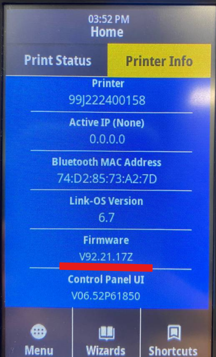 Checking Printer Firmware Build