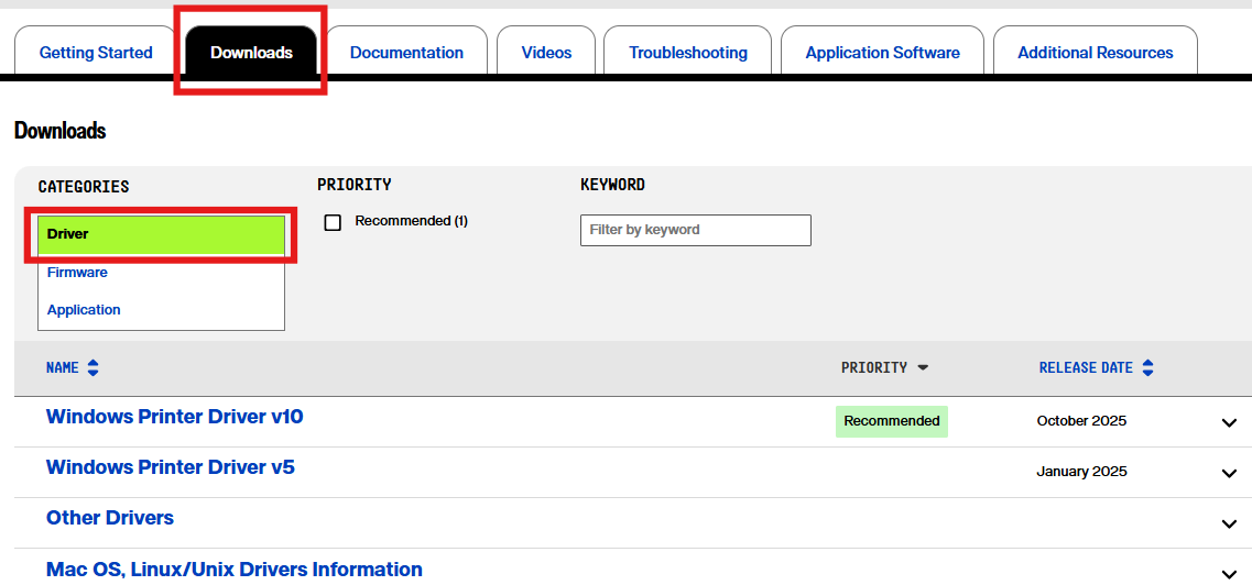 オーダーページです Configure or Modify Basic ZDesigner Driver Version 10 or Version 8