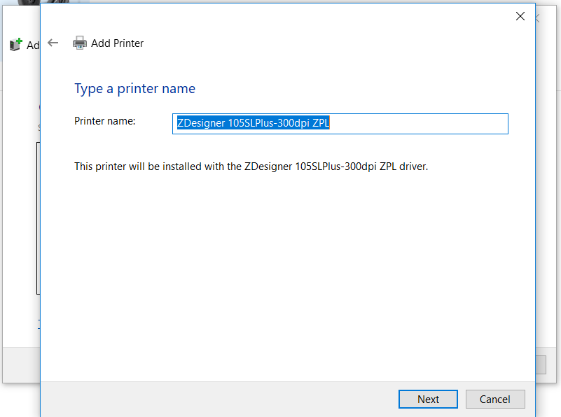 Configurarea numelui imprimantei Zebra în Windows 10