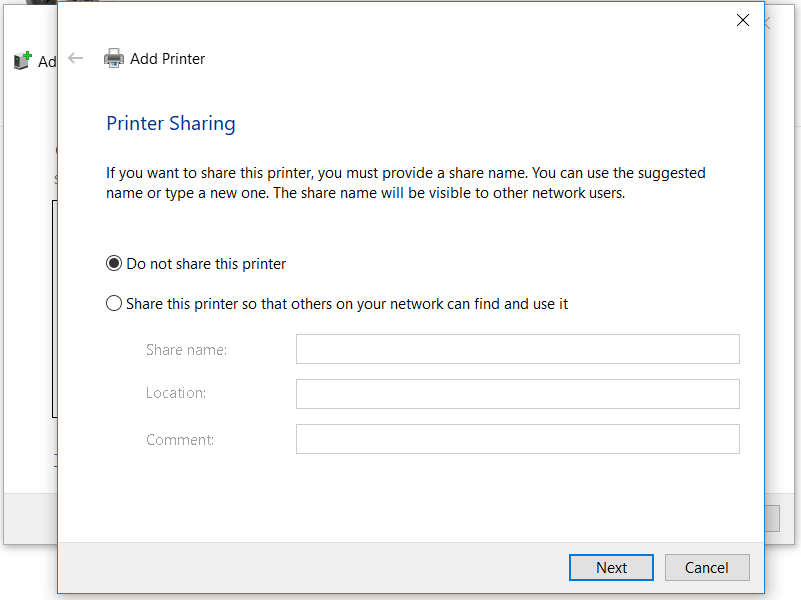 Configurarea Printer Sharing pentru imprimanta Zebra