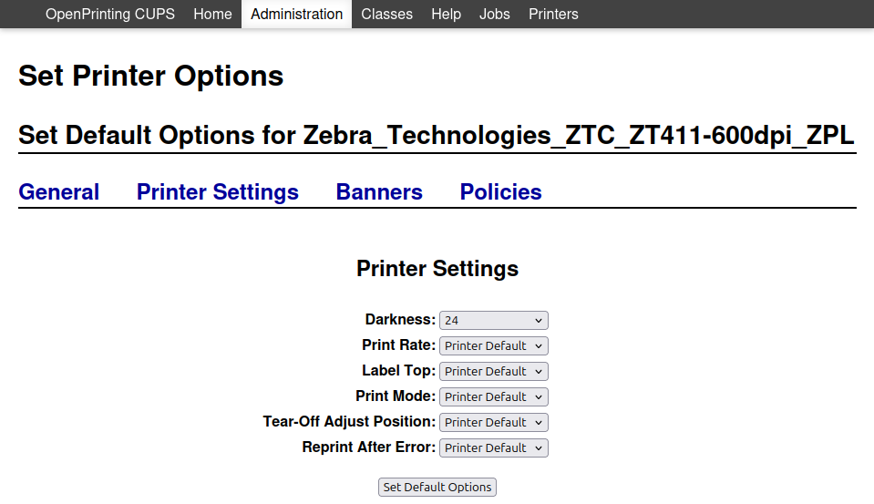 Configurando uma impressora Zebra com o driver CUPS